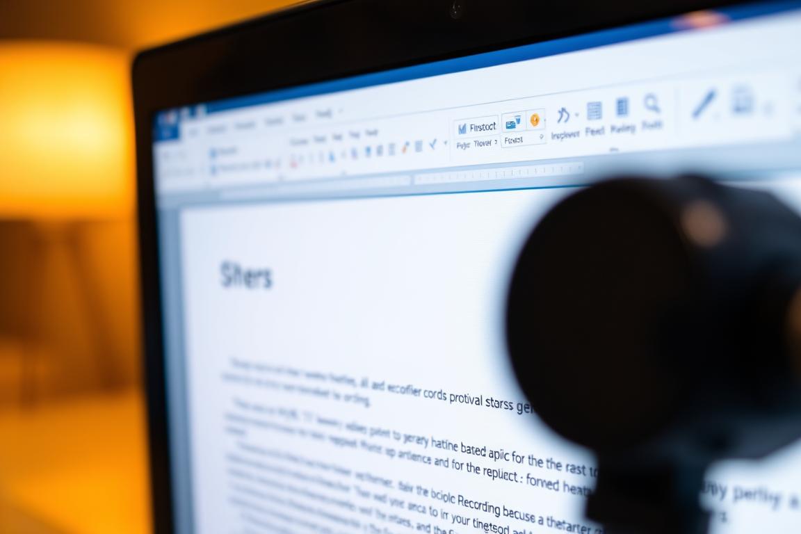A close-up view of a computer screen displaying a Microsoft Word document with a macro recording in progress. The screen is brightly lit, with a warm, inviting atmosphere. The cursor flickers steadily as it moves across the page, capturing the user's actions. The document's layout is clean and organized, with ample white space and a professional appearance. The surrounding environment is blurred, allowing the viewer to focus entirely on the screen and the macro recording process. The overall scene conveys a sense of efficiency, automation, and the power of leveraging technology to streamline repetitive tasks.