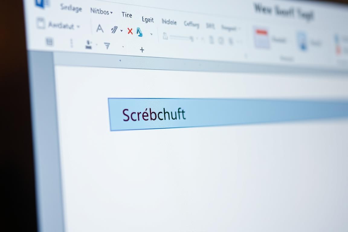 A high-resolution close-up image of a computer screen displaying the Microsoft Word interface, with the "Schreibschutz aufheben" (Unlock Write Protection) menu option clearly visible. The screen is bathed in a warm, soft lighting, creating a calm and focused atmosphere. The background is blurred, drawing the viewer's attention to the foreground elements. The composition is balanced, with the menu option occupying a central position, surrounded by the familiar Word interface elements. The overall tone is professional and informative, conveying a sense of guidance and problem-solving.