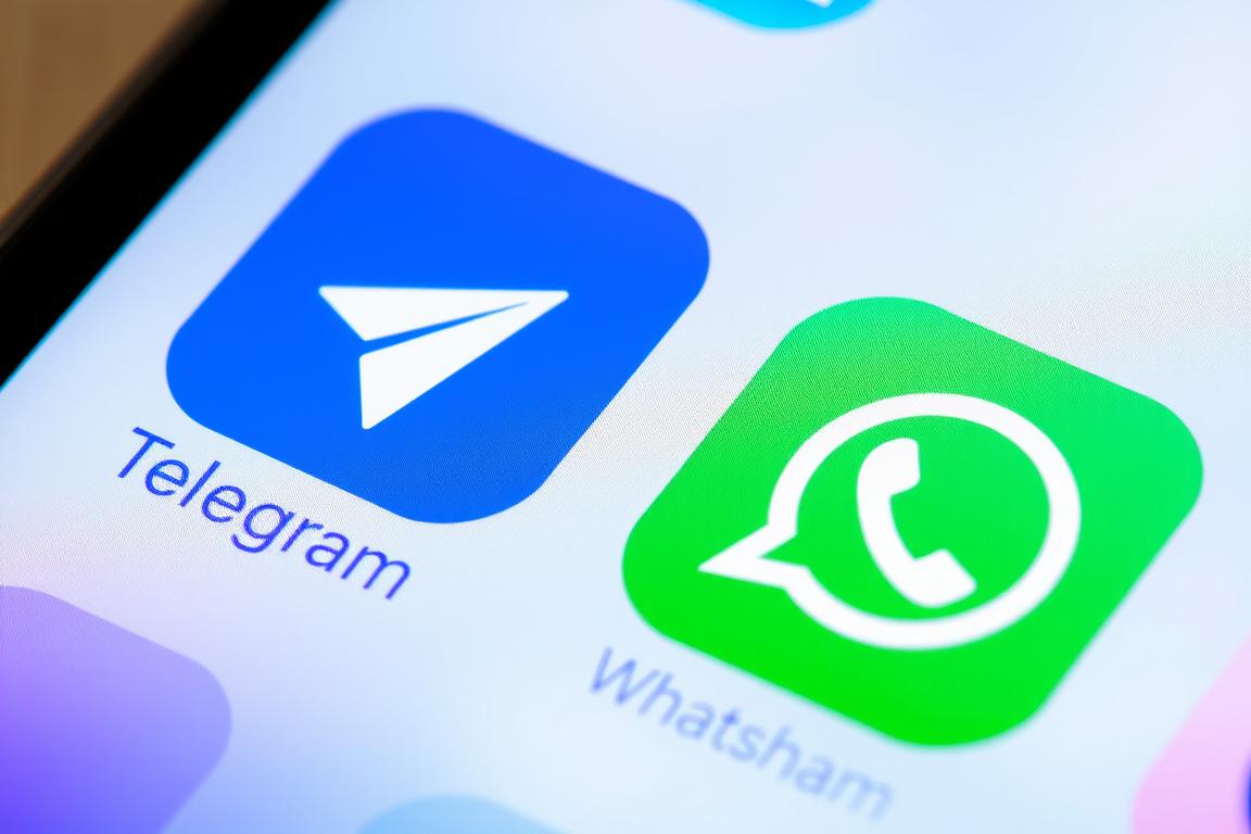 Ein Bild von Telegram und WhatsApp auf einem Smartphone